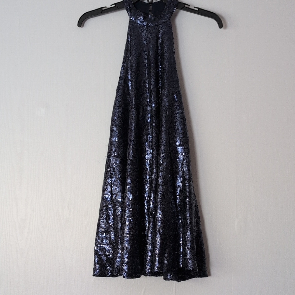 Sienna Navy Blue Sequin Tunic Tank Dress Size SP